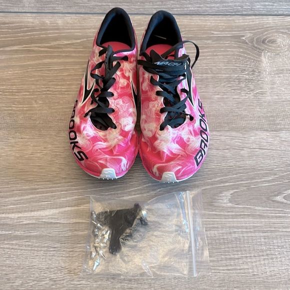 Brooks Mach 15 XC Spikes Women’s Size 6 Knockout Pink Black White - Picture 9 of 10
